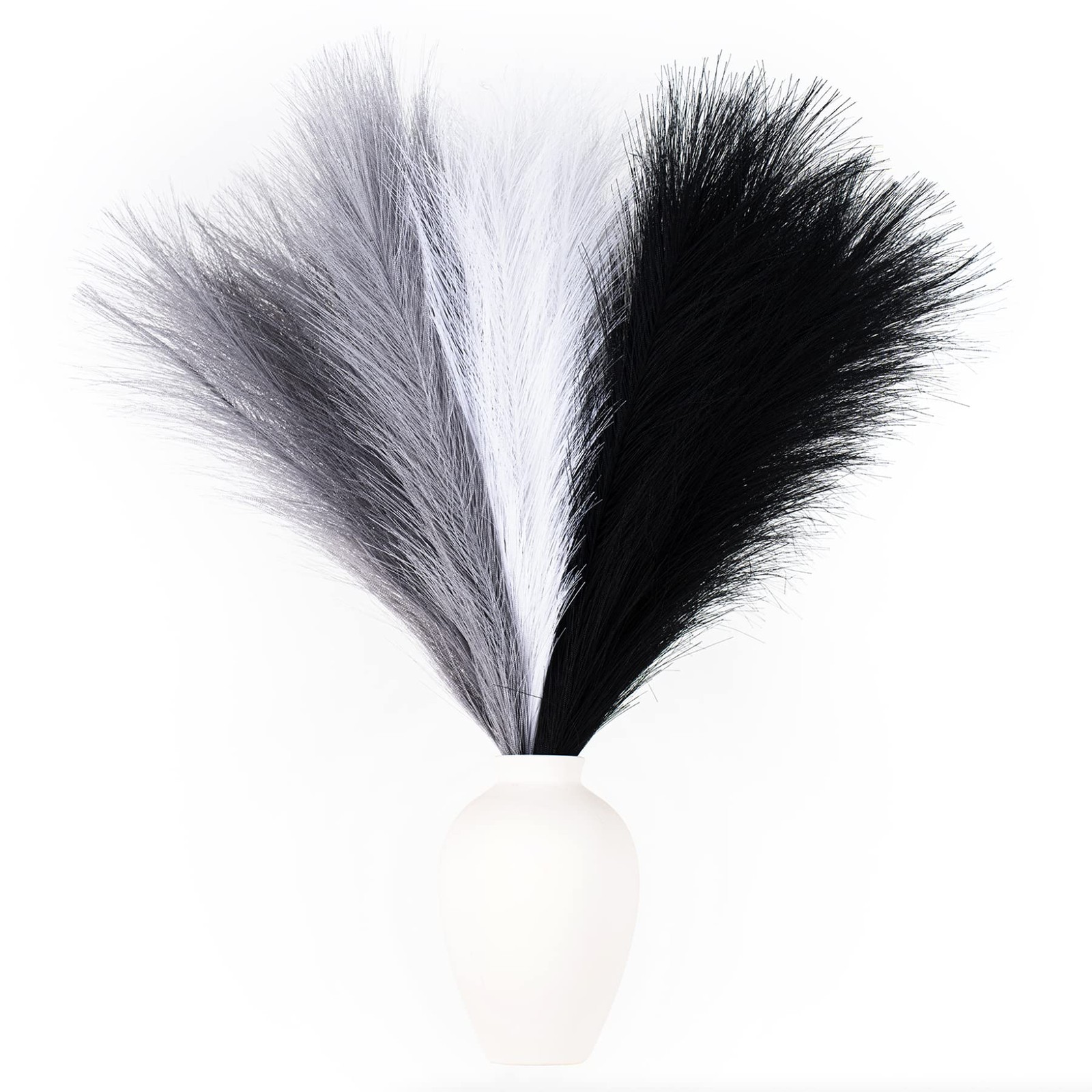 Faux Pampas Grass Decor, 18″/45cm Artificial Pampas Grass Fluffy 6 Stem pompo…