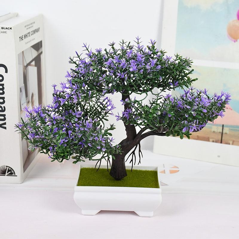 Artificial Bonsai Tree Small Potted Plant Fake Flowers Home Table Decor Gift