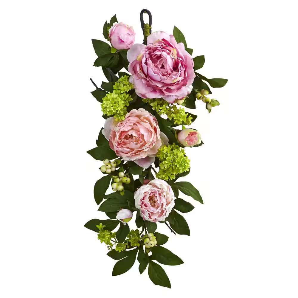 24 In. Artificial Mixed Peony and Hydrangea Teardrop