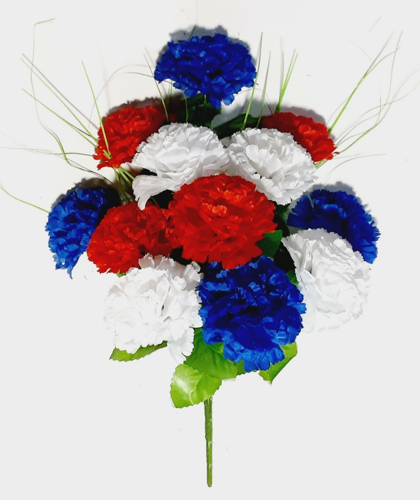 Red White & Blue Carnation 17″ Bush USA Patriotic Holiday Silk Flower In/Outdoor