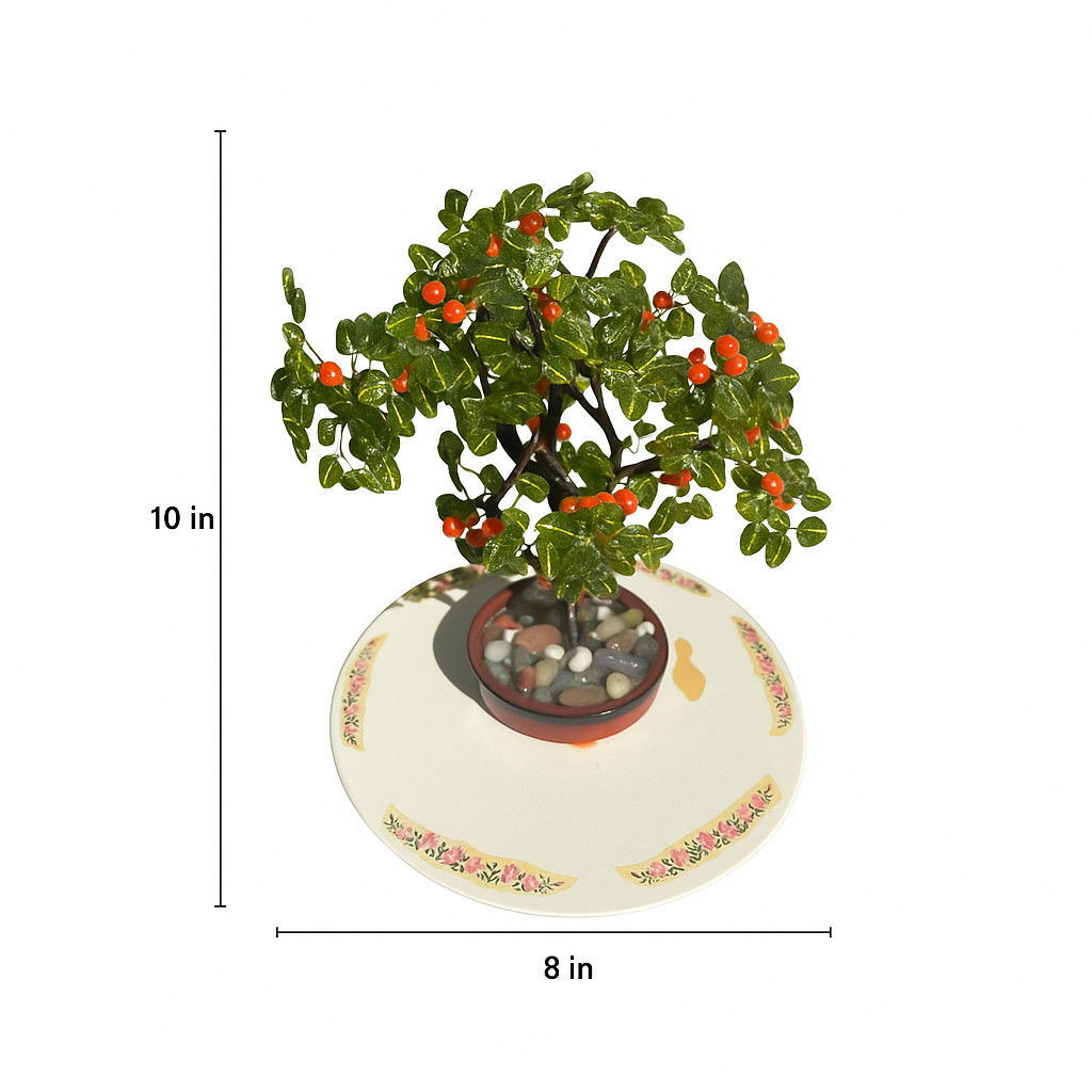 Handmade Orange Life Tree Sculpture with Czech Glass Beads