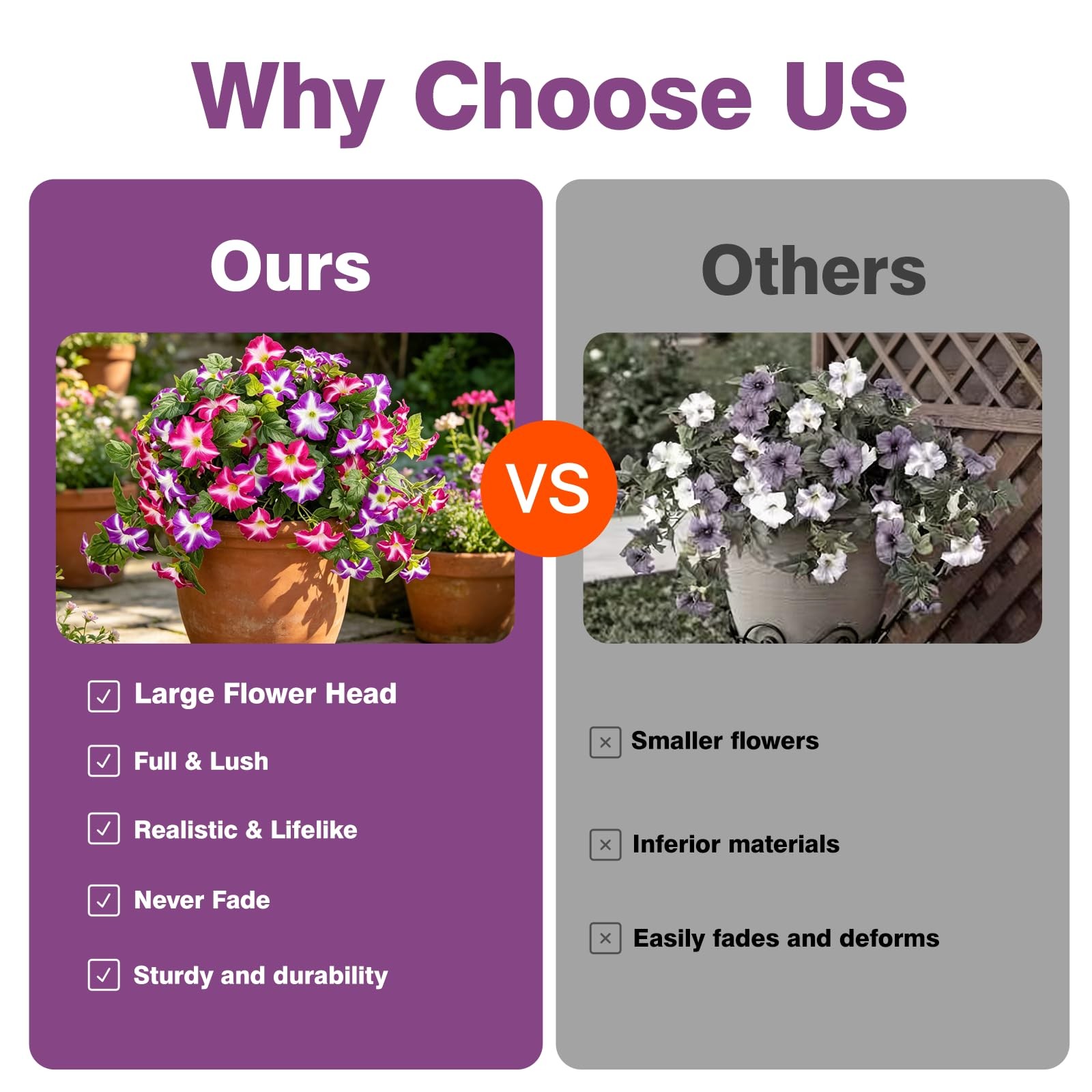 2 Pcs Artificial Handing Petunia Flowers for Outdoors, Artificial Fake Flower…