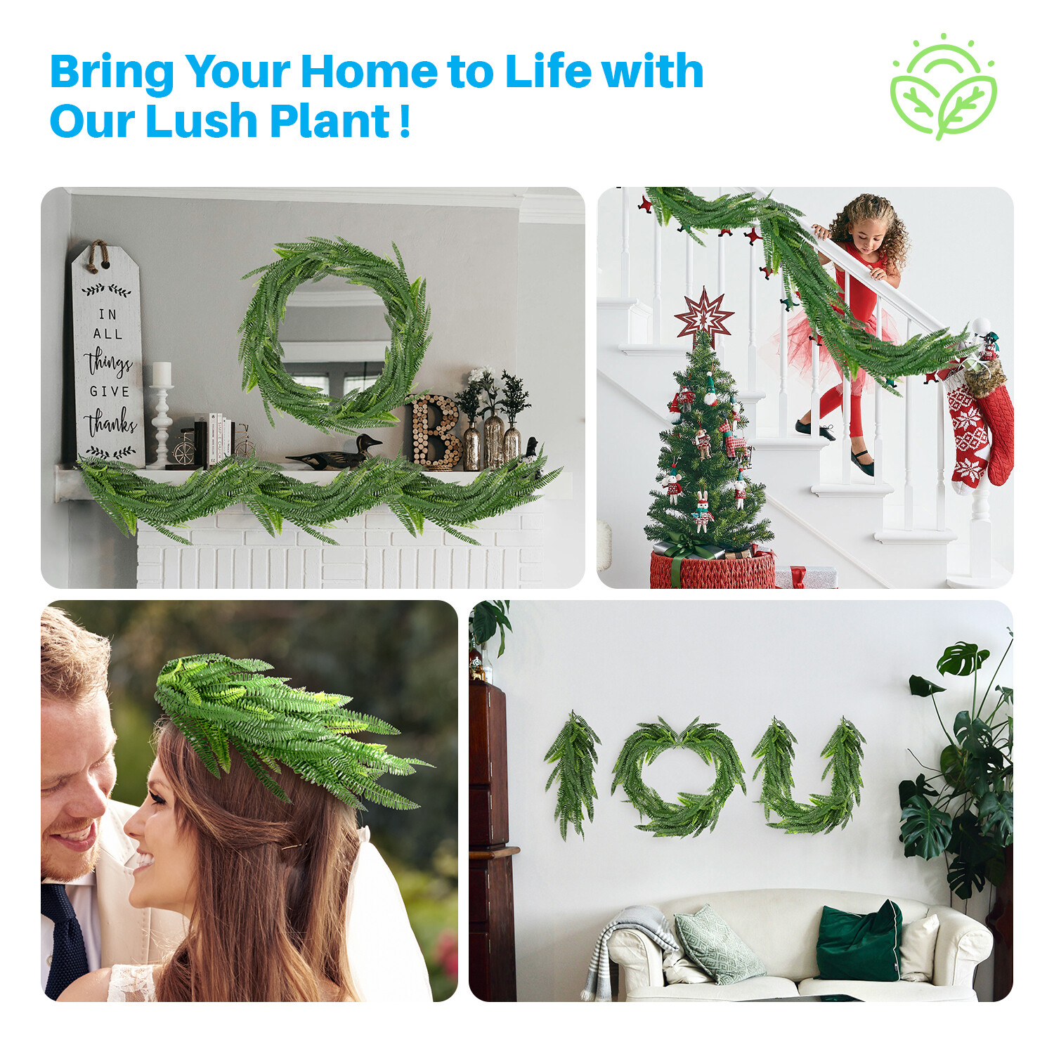Patio Artificial Hanging Garland Faux Ivy Leaves Plants Vines, Light Green