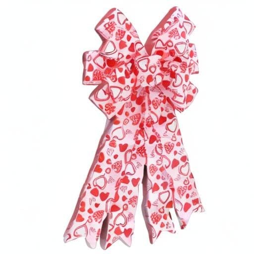 Valentine Bows Red Heart Tree Topper Valentine’s Day Wreath Bows Pink Heart