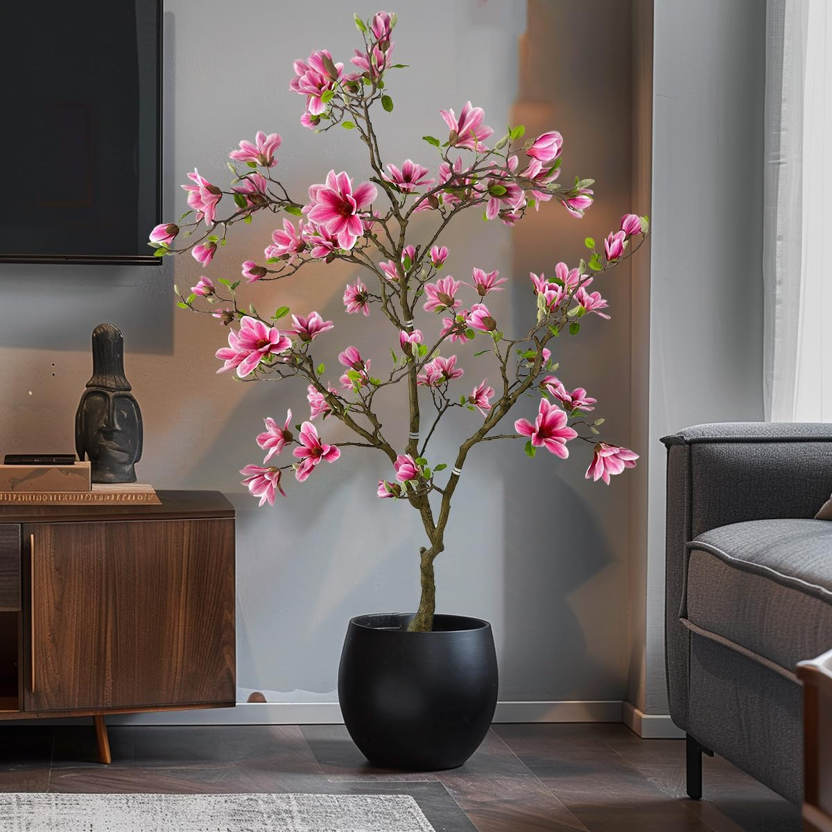 7ft Pink Artificial Magnolia Tree for Modern Home & Office Decor