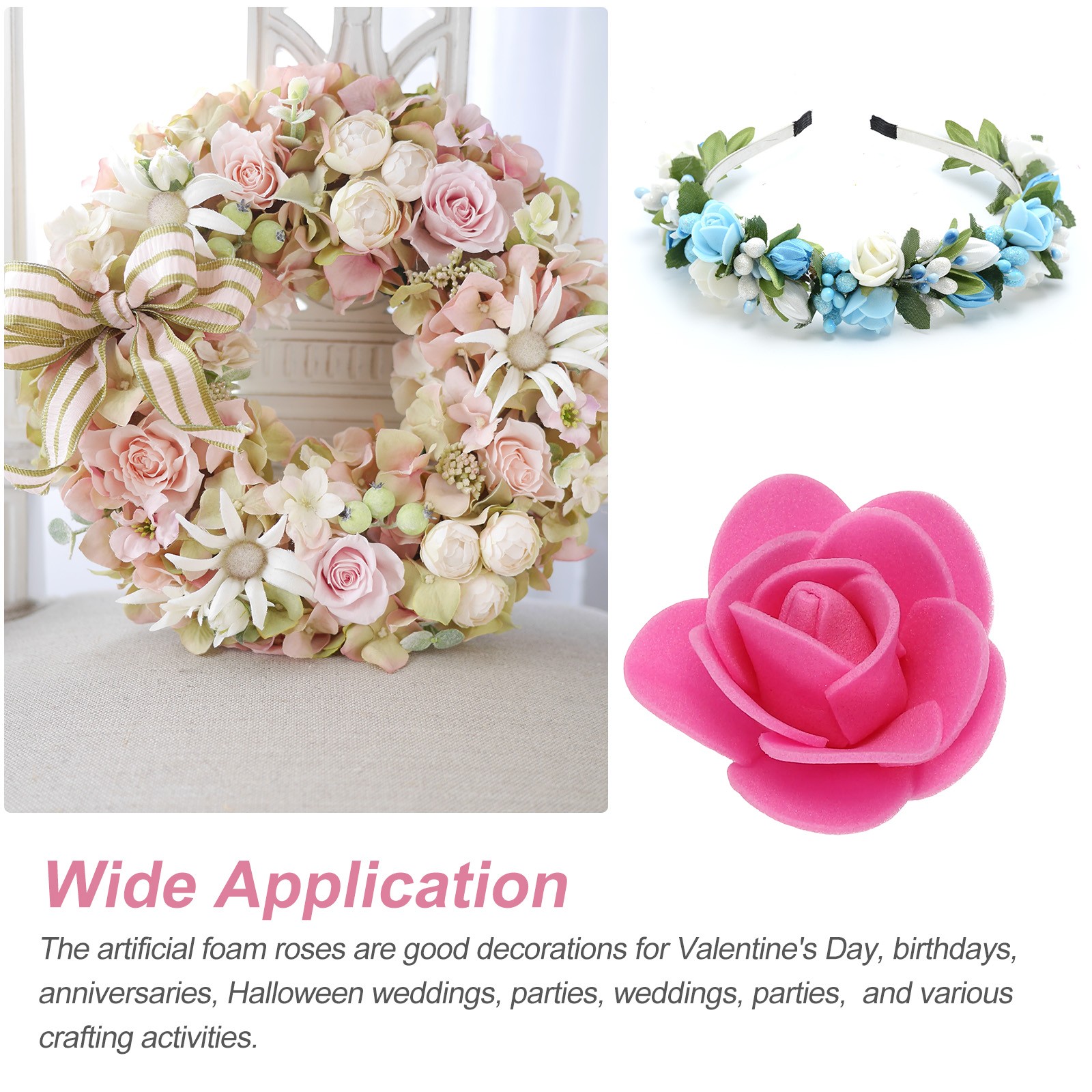 500pcs Foam Rose Heads 3.5 cm for DIY Crafts Accessories, Rose Red