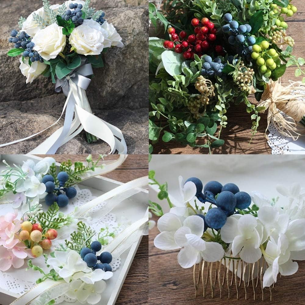 Realistic Plastic Blueberries – 4pcs Artificial Fruits for Stylish Bouquets