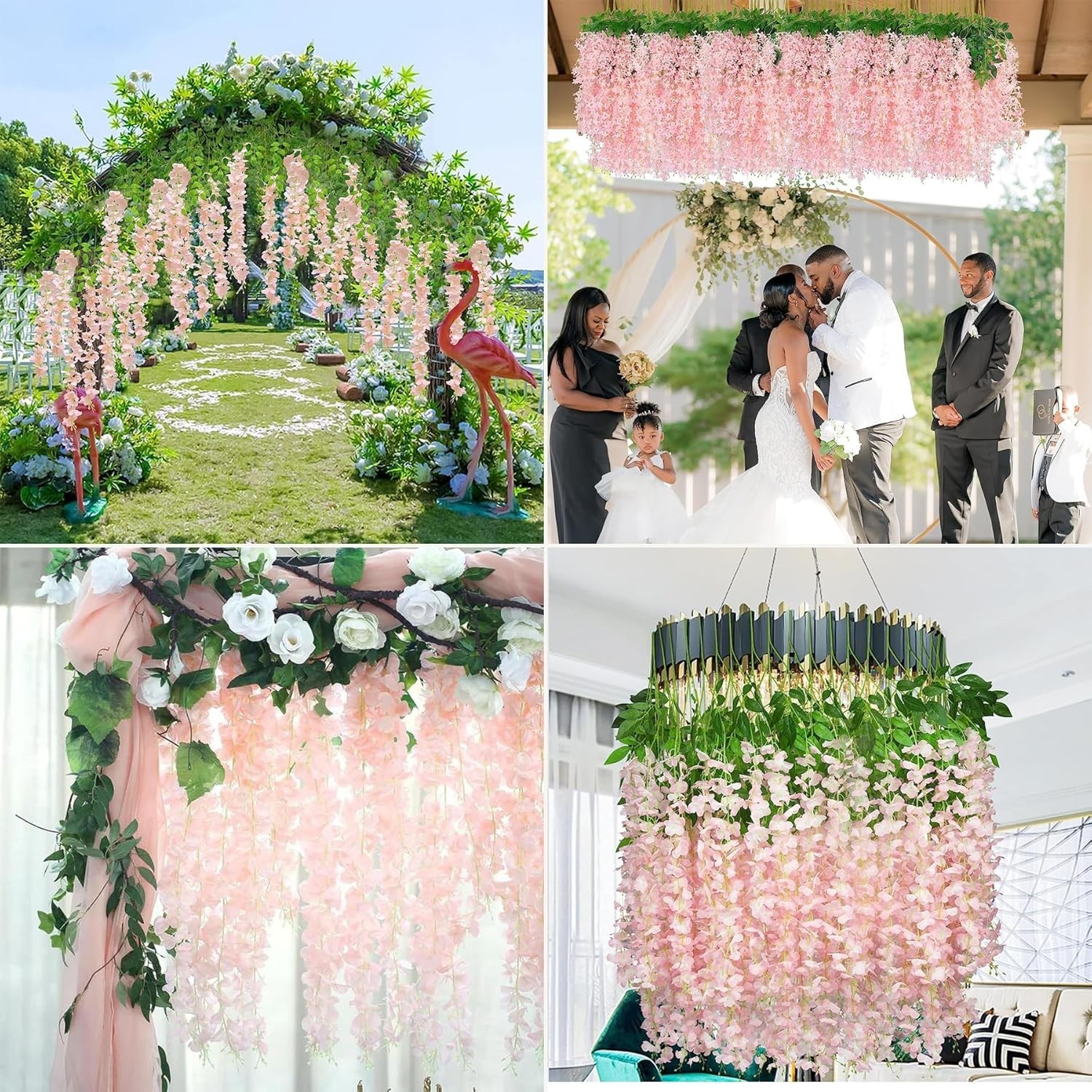 Lifelike 12 Pcs Wisteria Hanging Garland – Perfect for Wedding & Party Decor