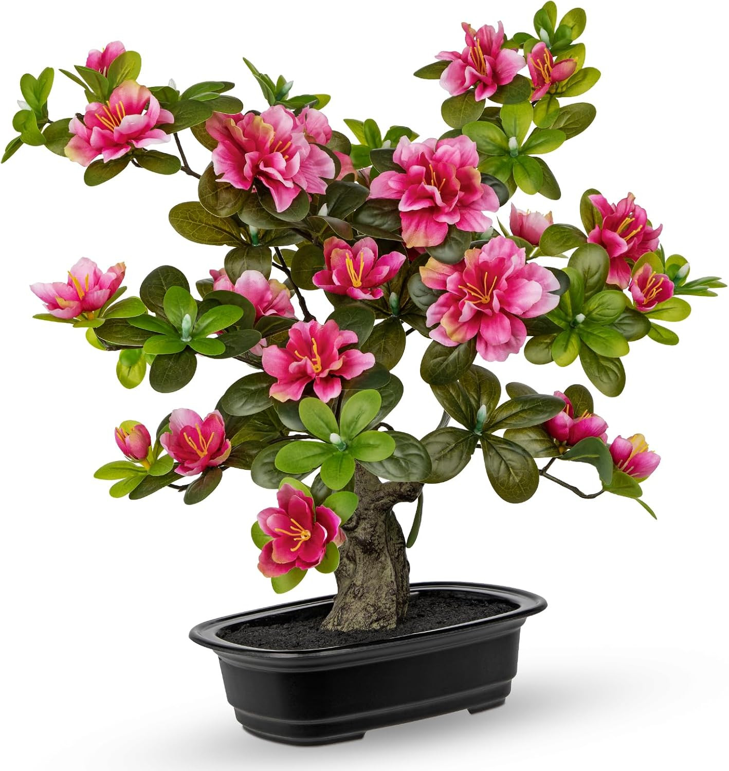 15.7″ Pink Artificial Azalea Bonsai Tree – Faux Floral Home Decor Centerpiece