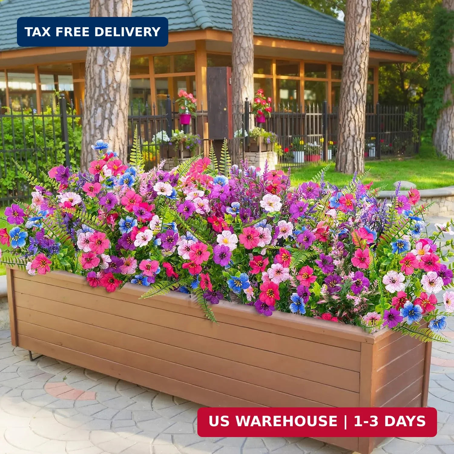 20 Bundles Artificial Flowers for Outdoors, UV Resistant Silk Fake Flowers with