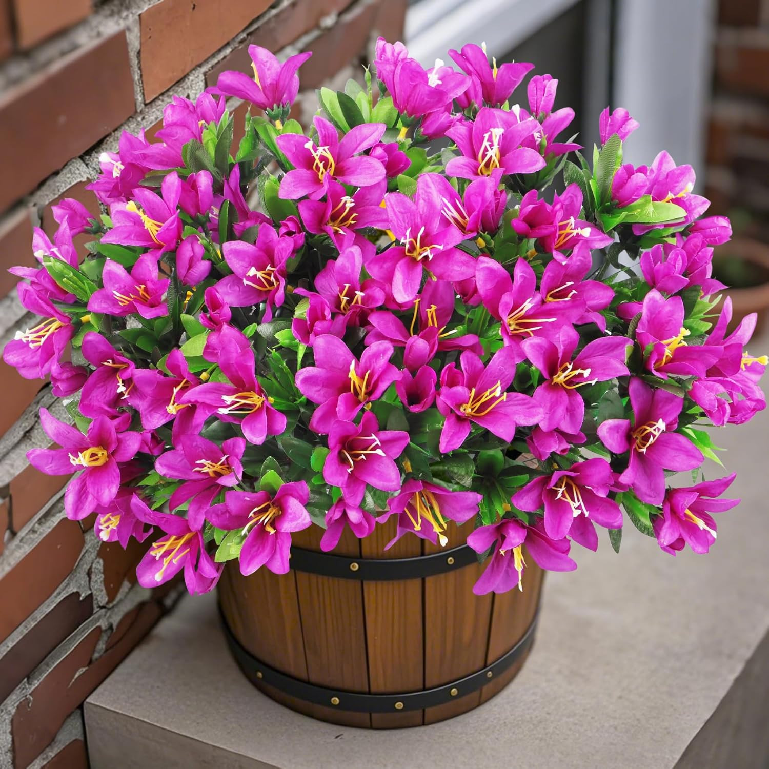 8 Bundles Artificial Flowers Outdoor Large Purple Faux UV Resistant Plants