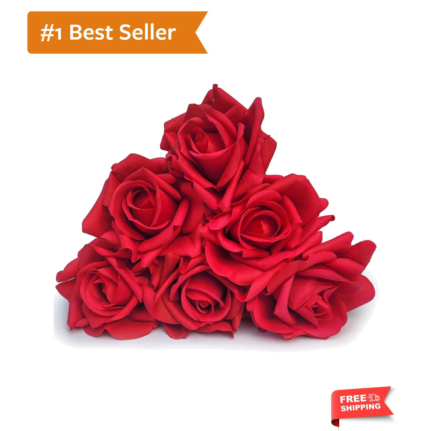 Majestic 6 Real Touch Fake Roses with Stems – Perfect for DIY Decor & Gifting