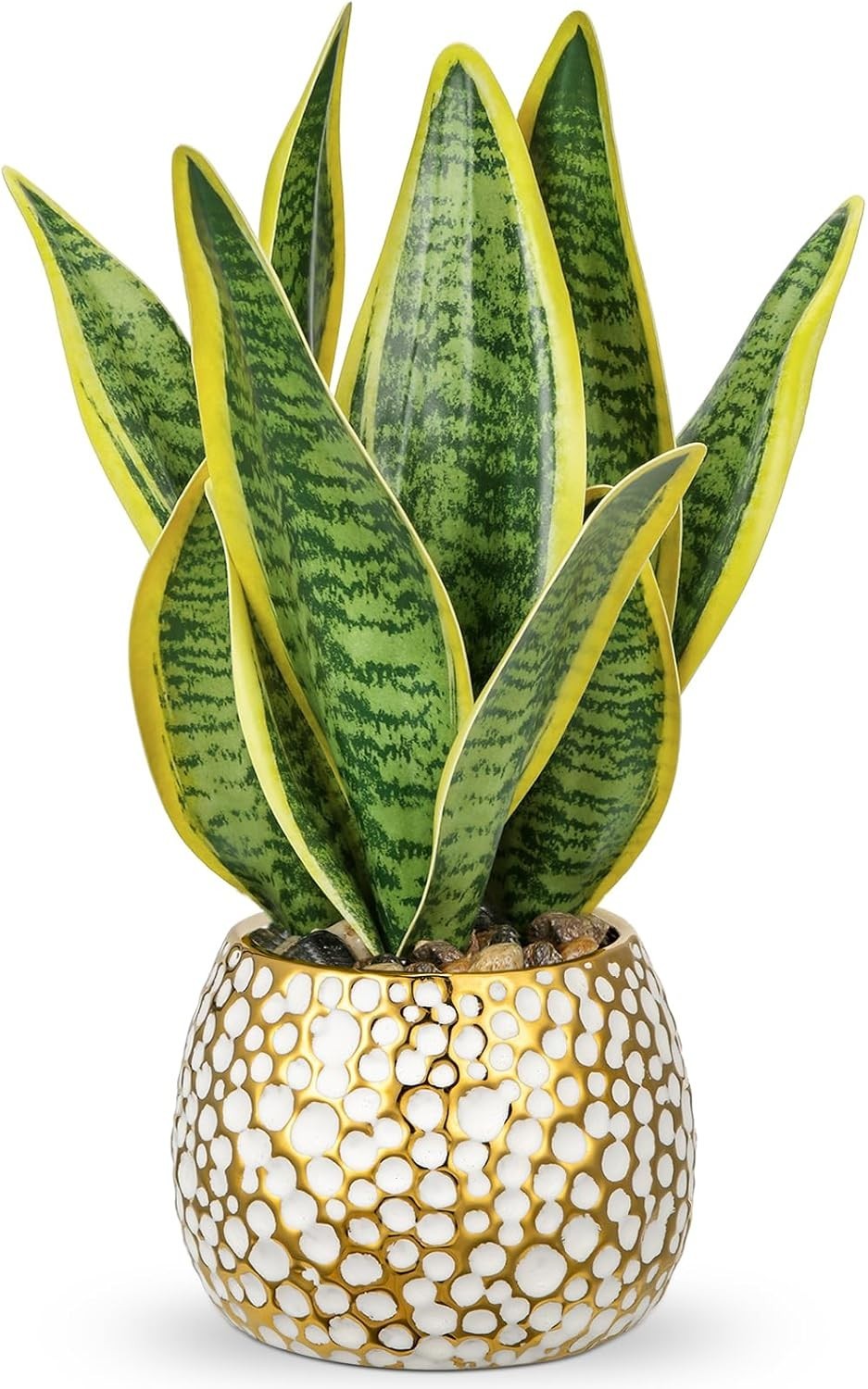 Artificial Snake Plant Potted Faux Sansevieria Trifasciata Plants, 13″ Tropic…