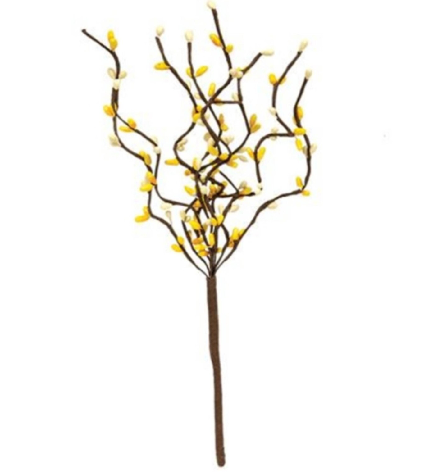 12″ Yellow & Cream Pipberry Floral Pick Decor