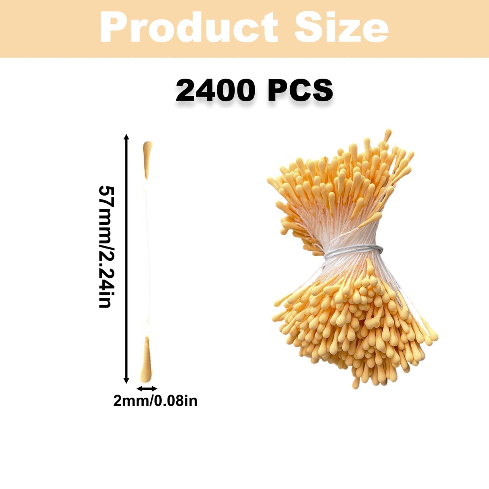 2400 PCS Simulated Flower Stamens Mini Artificial Double Heads Floral DIY