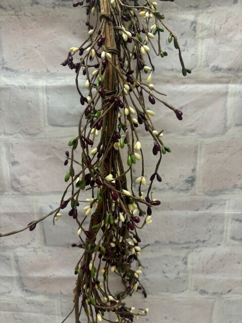 Pip Berry Garland Sage, Burgundy, and Cream MIX 4′ FULL BEAUTIFUL BERRIES