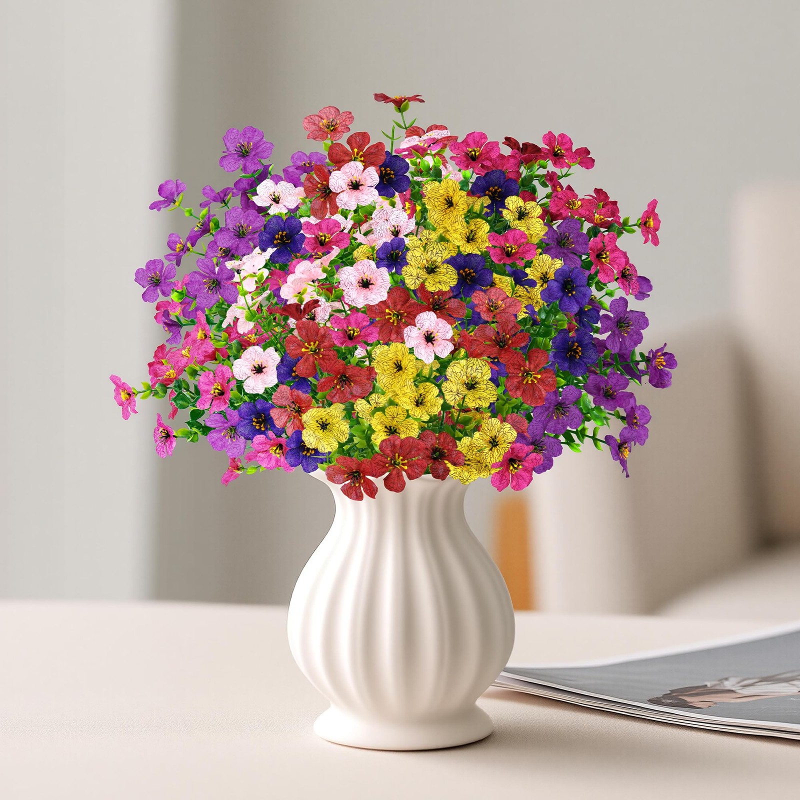 Artificial Faux Flowers Plants for Outdoors Outside Spring Summer Decoration,…