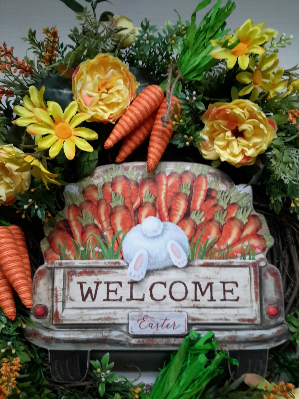 Flower Door Wreath Spring Summer Carrot Vegetable Garden Decor Easter Bunny