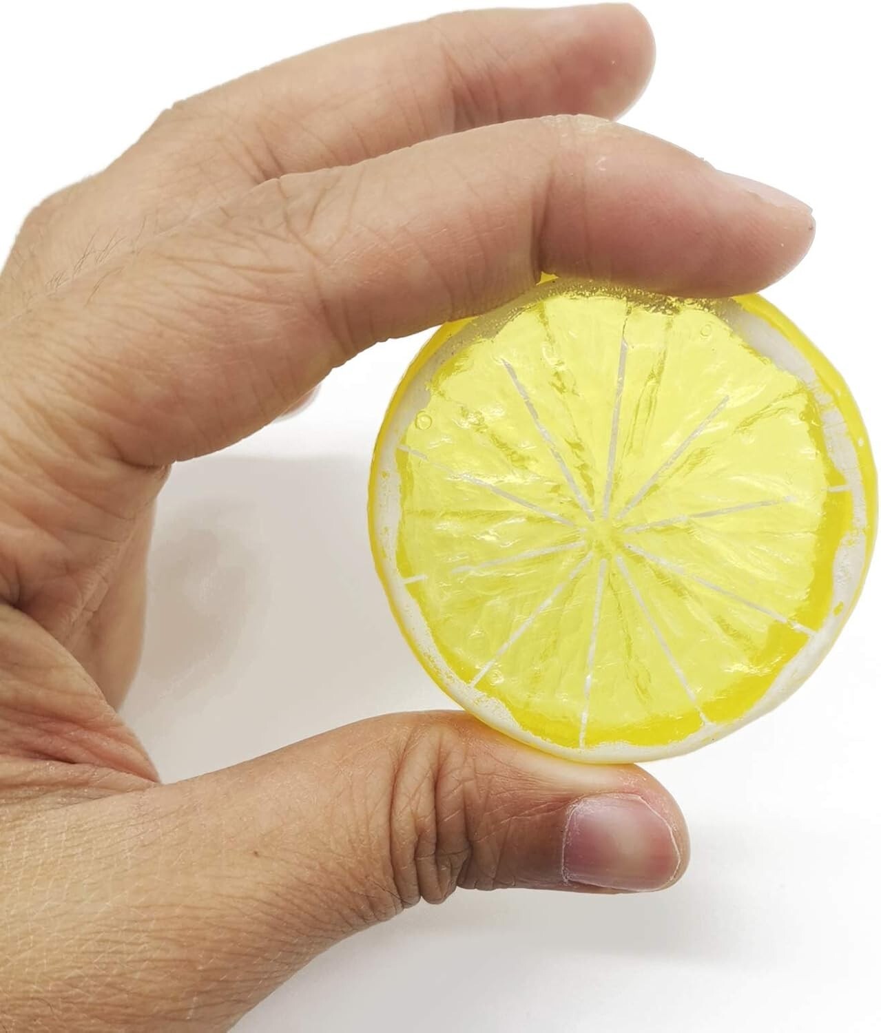 40 piezas de rodajas de limón simulación de plástico, frutas artificiales falsas