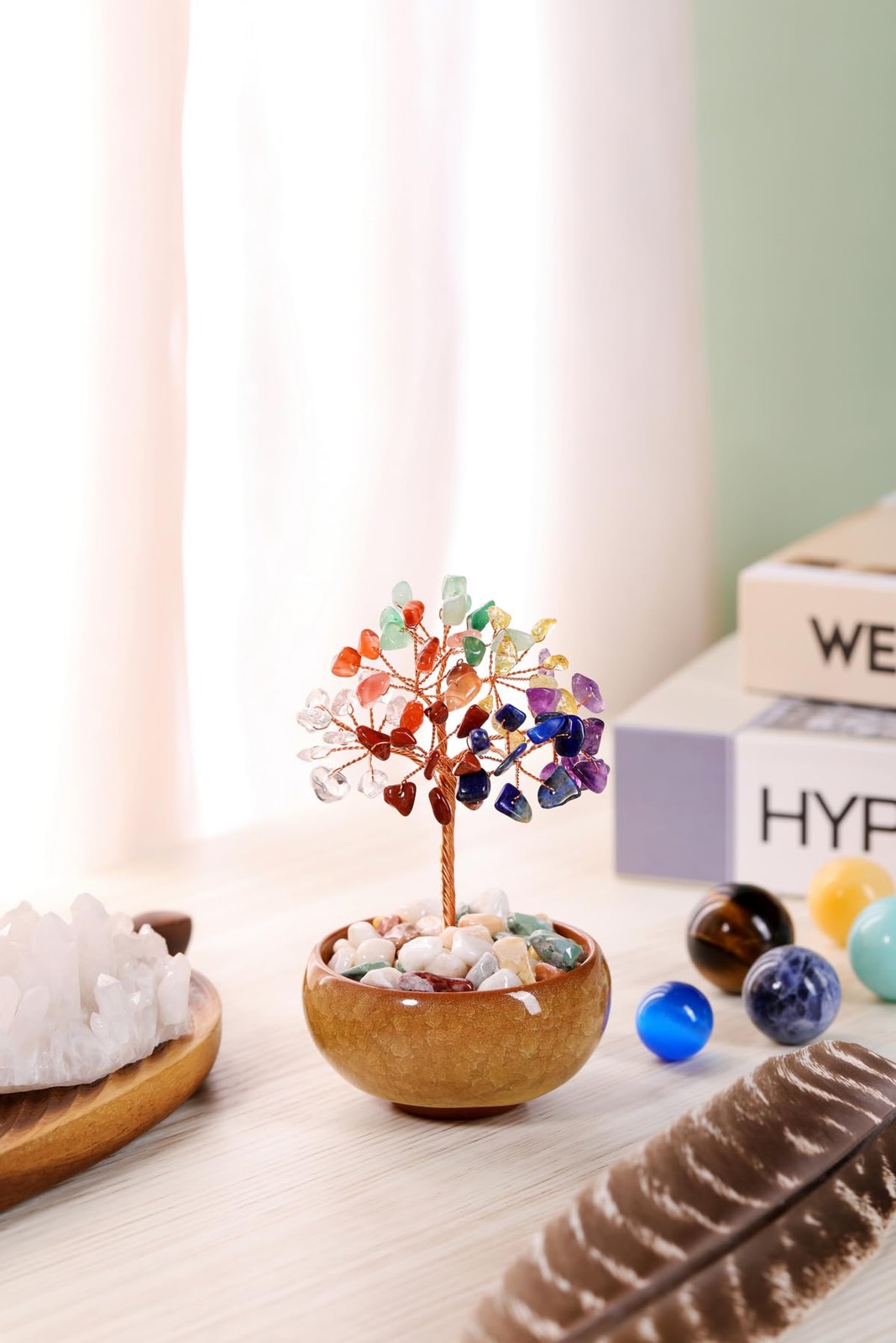 Aquamarine Crystal Tree Reiki Healing Stones Figurines Tumbled Money Gifts