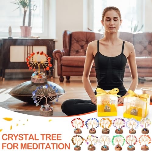 Sets Mini Crystal Tree Return Gifts for Women Sister 3.54 Inch Box 12 Colorful
