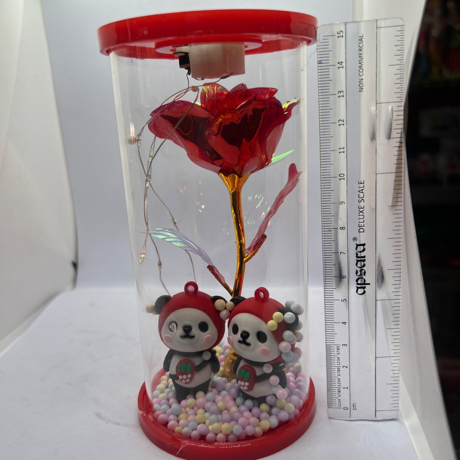 LOVE RED ROSE IN DOME LED LIGHT ROMANTIC GIFT FOR LOVED ONES BEST ONE