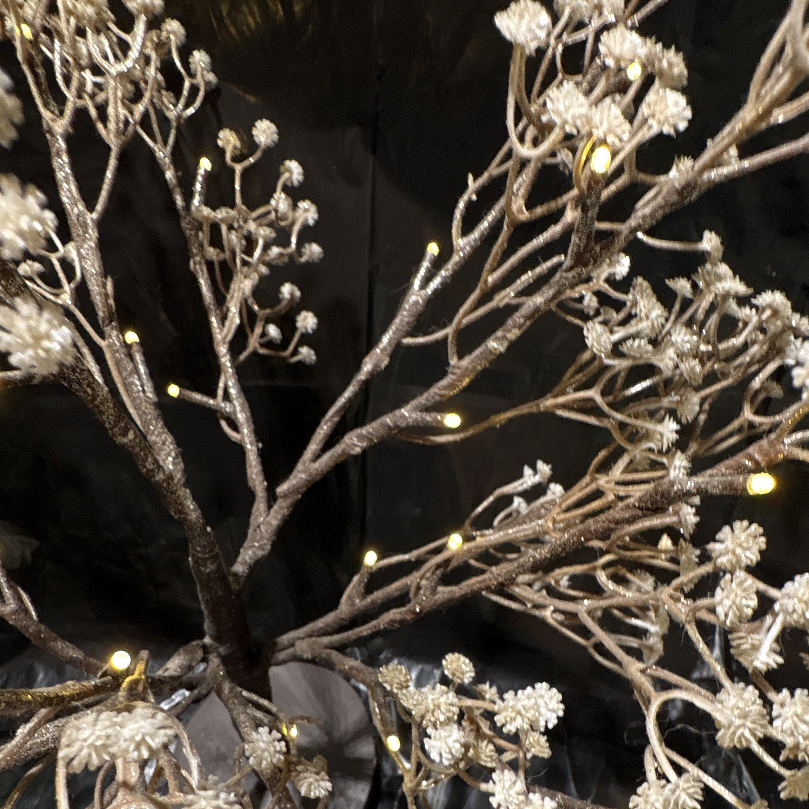 Artificial Lighted Decorative Branch Tree Tabletop Decor, Brown/White 20in