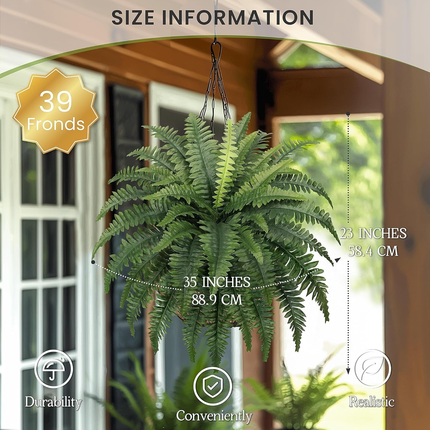 Zero Maintenance 35-Inch Fake Ferns – Pet Friendly & Eco-Friendly Set of 2