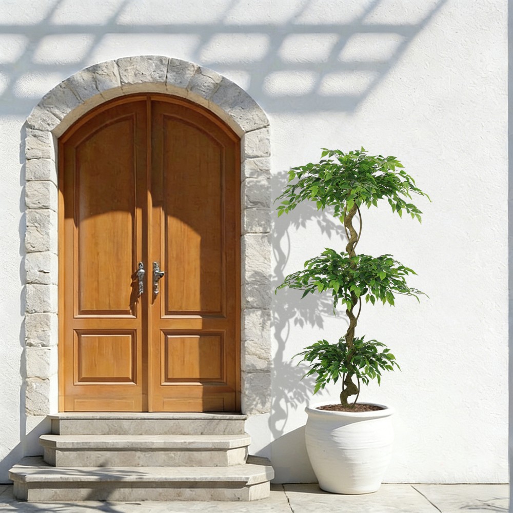 6FT Artificial Ficus Tree Lifelike Faux Banyan Tree Pot Home Office Patio Decor