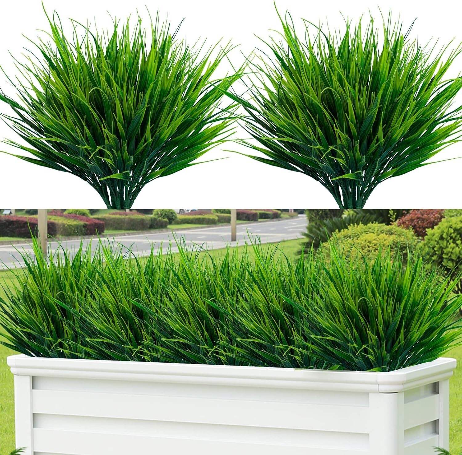 20pcs UV Resistant Faux Wheat Grass for Lifelike Outdoor Decor – Greenery Shrubs