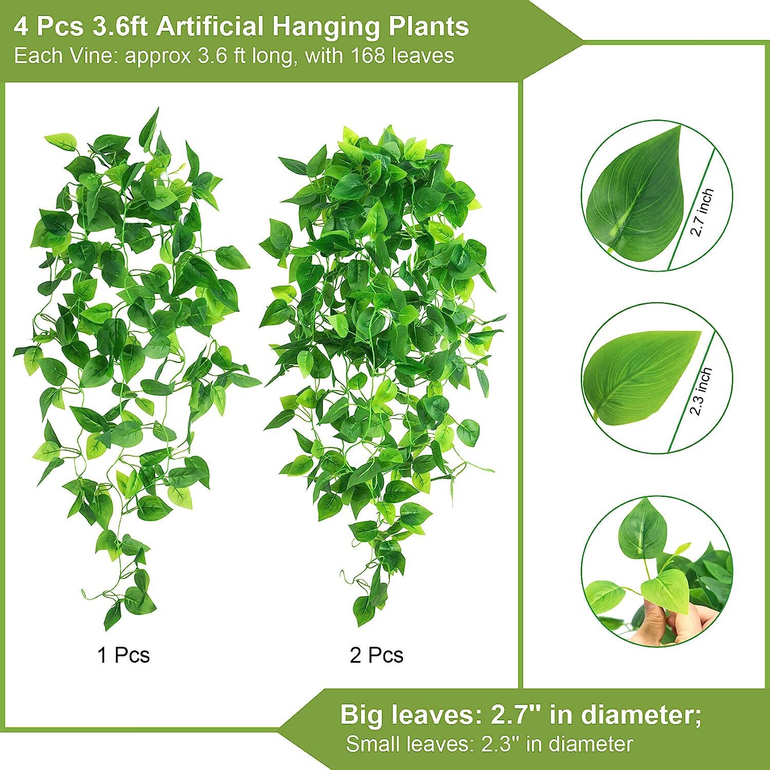 4 plantas colgantes artificiales de hiedra falsa para decoración de pared hogar
