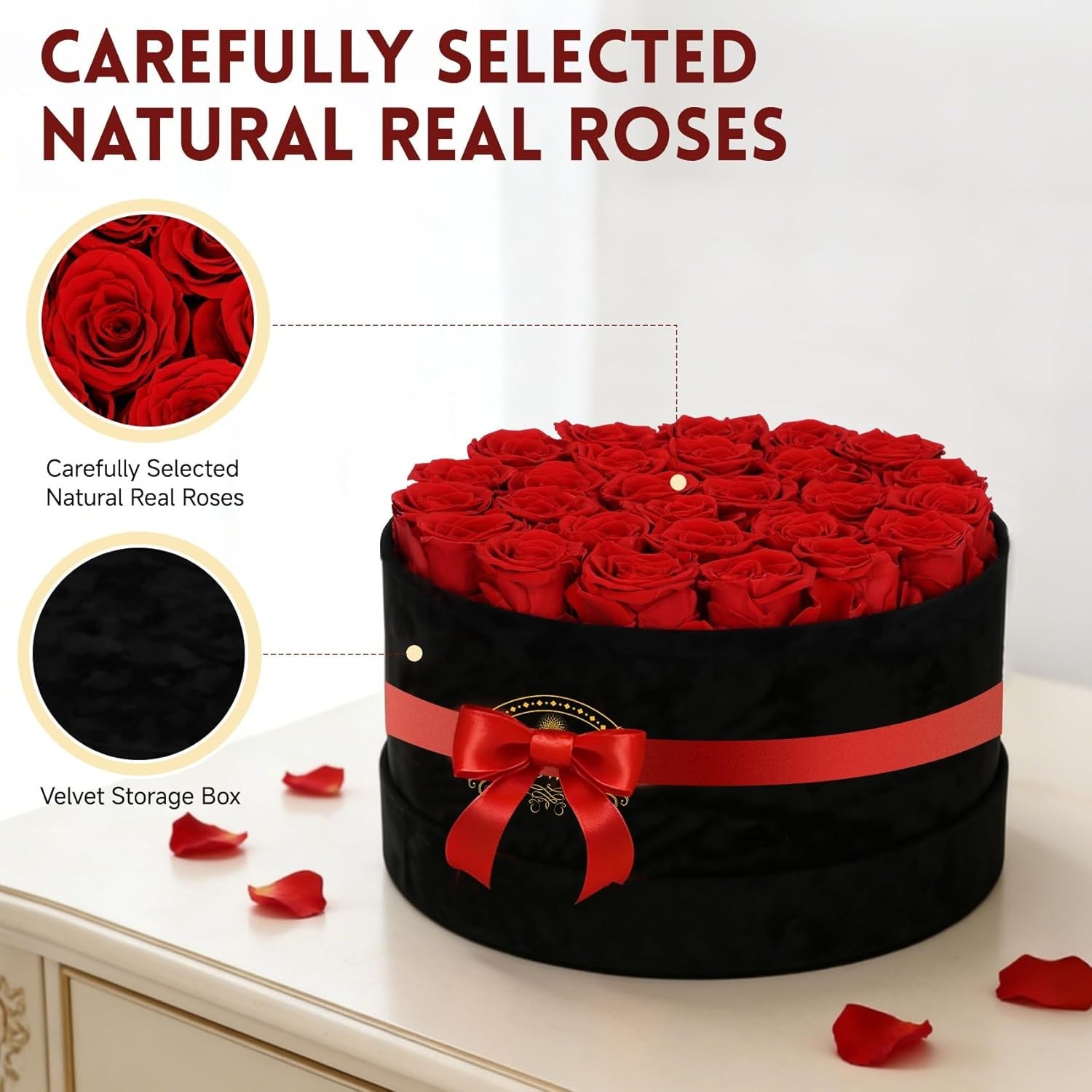 27 Forever Preserved Roses in a Box, Forever Gift for Women, Flowers in a Luxury