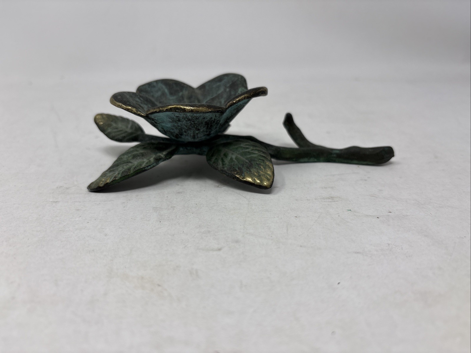 Brass Floral Accent Antique Incense Cone Burner Vintage