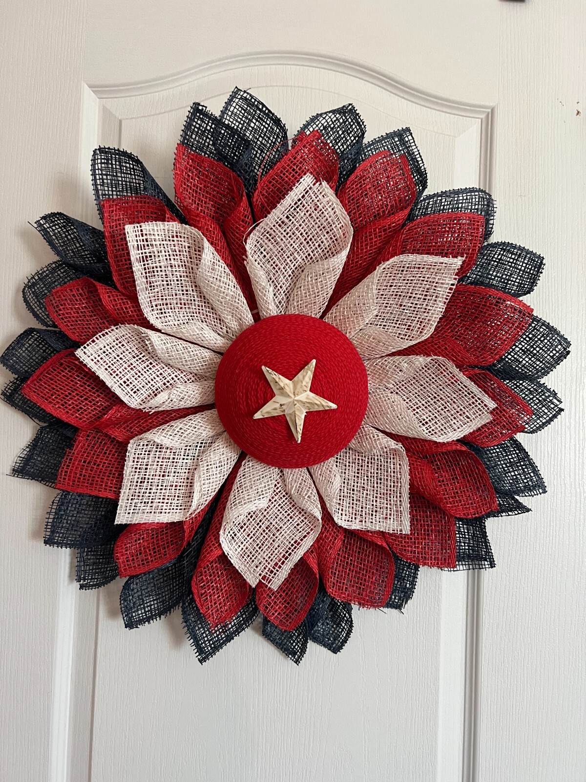 New Handmade Red, White and Blue Front Door Wreath Handmade in USA