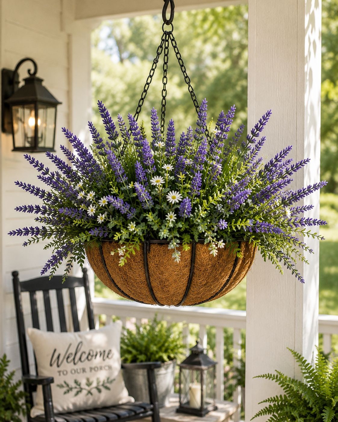 UV Resistant Faux Lavender Bunches Set of 2 Artificial Lavender Flowers Farmhous