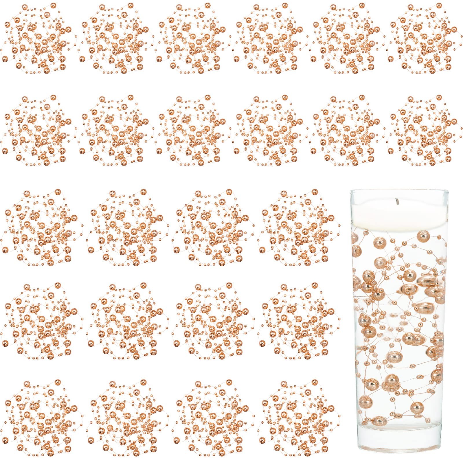 Artificial pearl bead garland floating candle vase decor