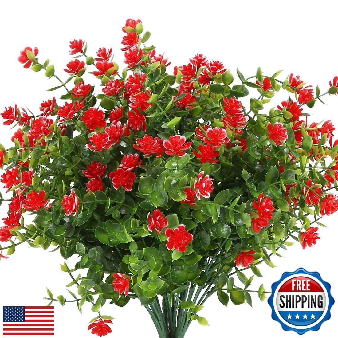 URSTOUD 10PCS Artificial Flowers, Fake Artificial Greenery UV Resistant No Fa