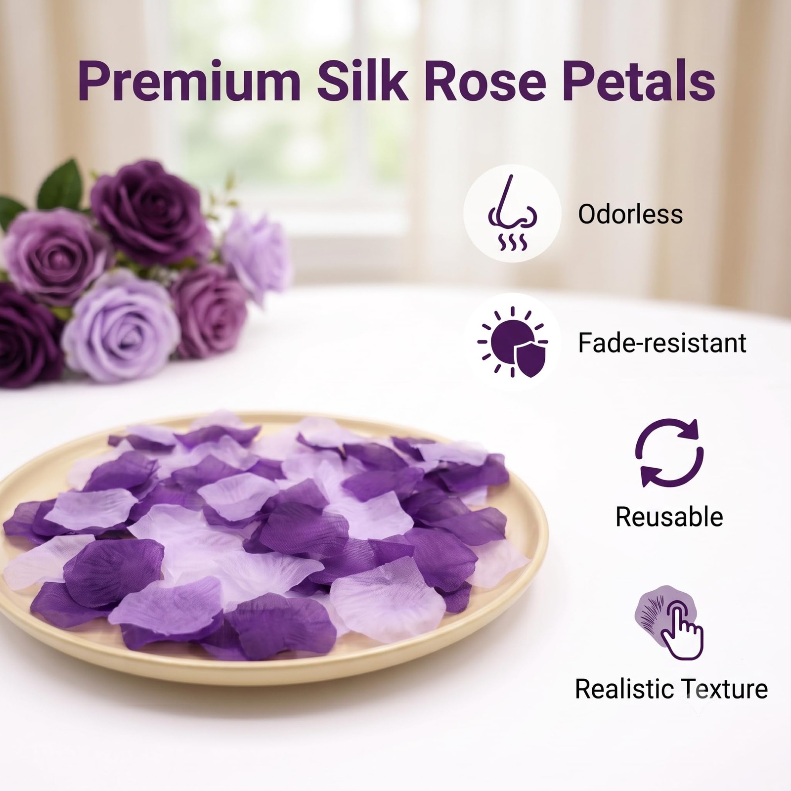 Black Fake Rose Petals Hotel Valentine Party Decoration 1000 PCS