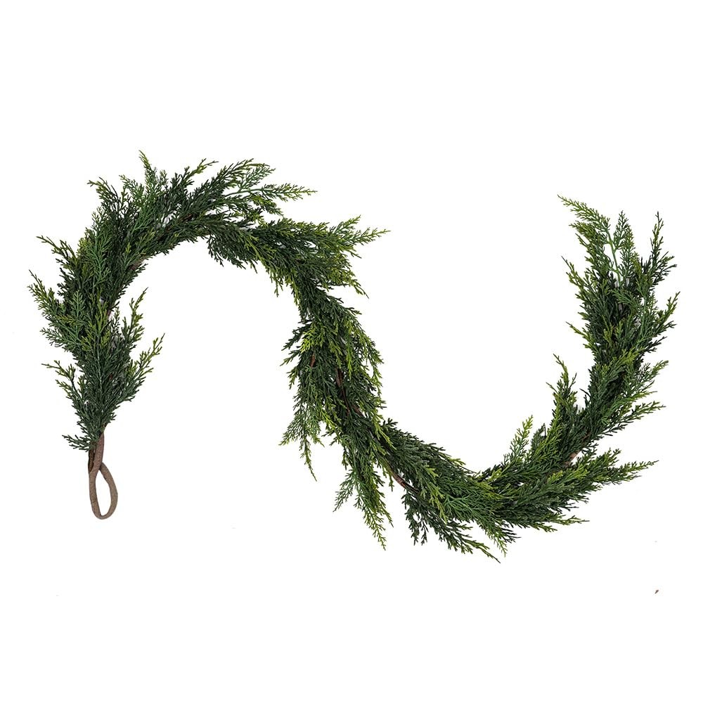 Christmas Cedar Garland,1Pcs 6ft Real Touch Cedar Pine Garland for Mantle Fir…