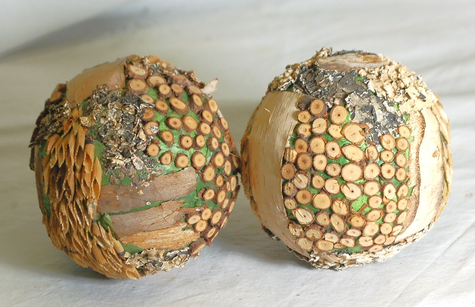Rustic Wood & Moss Balls Decorative Bowl Filler b