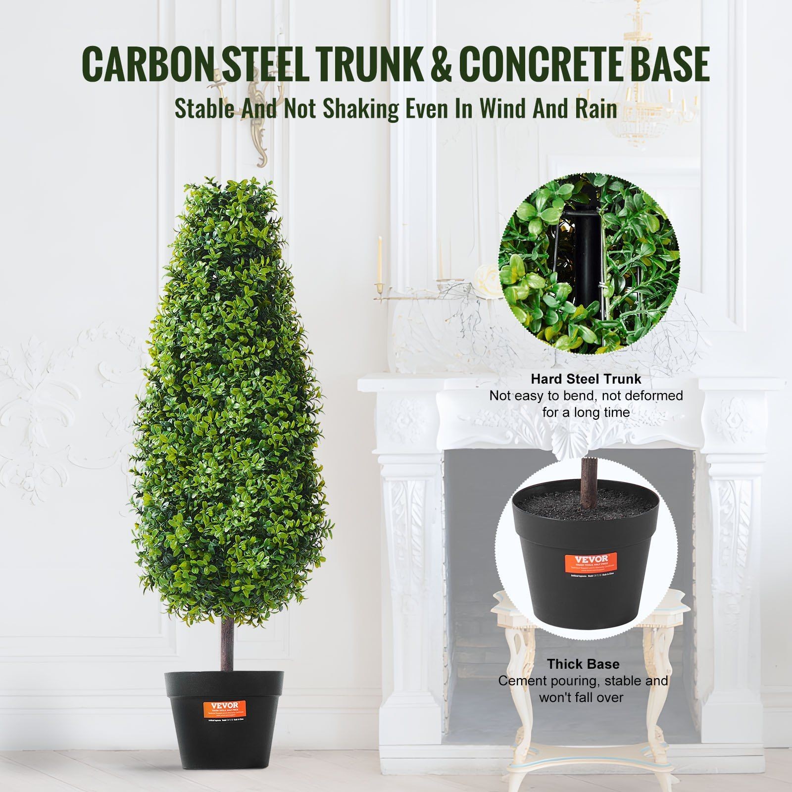 2Pack 36in Vibrant Green Faux Boxwood Trees No Odor High Durability
