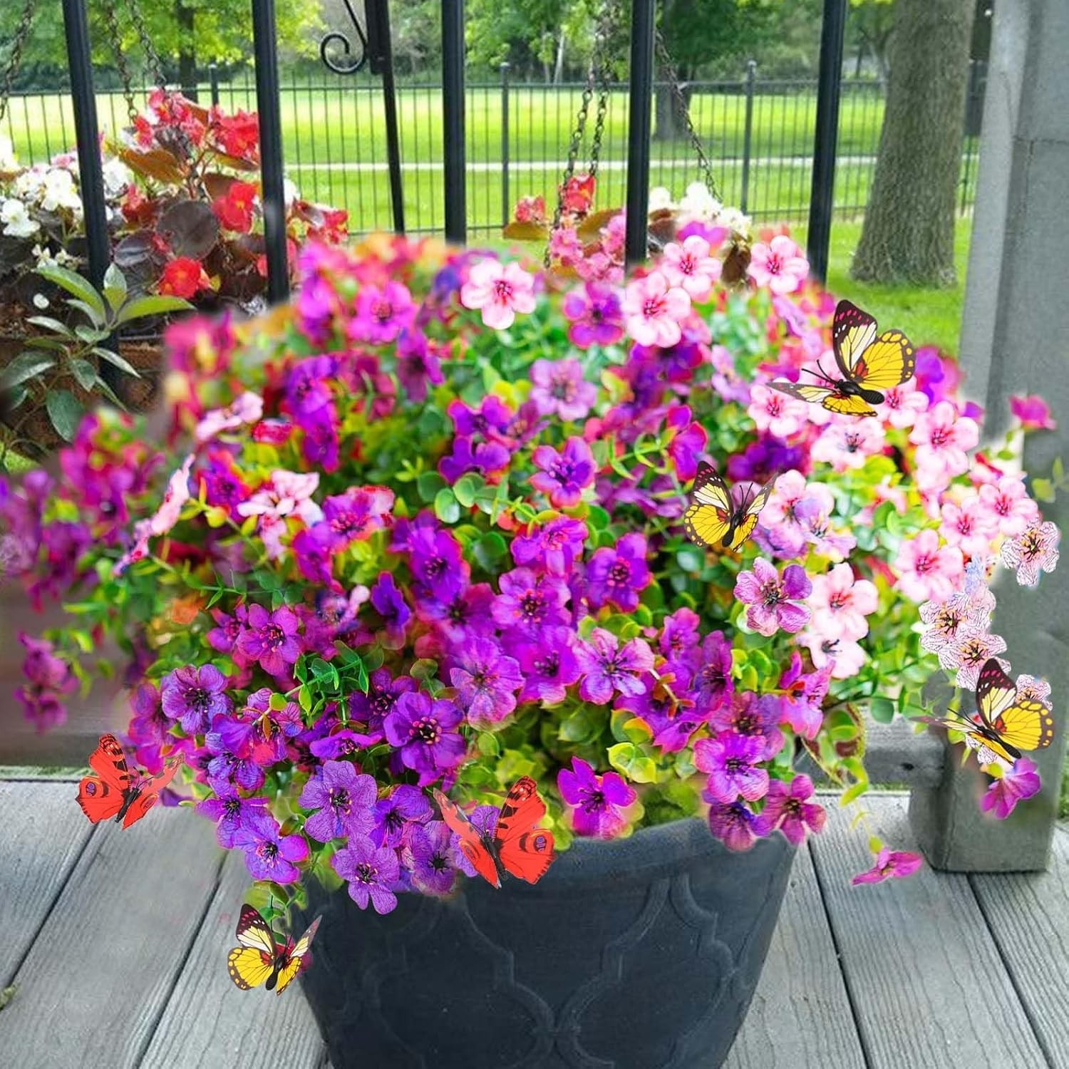 Charming 12-Bundle Fuchsia & Pink Artificial Flowers for Indoor/Outdoor Use