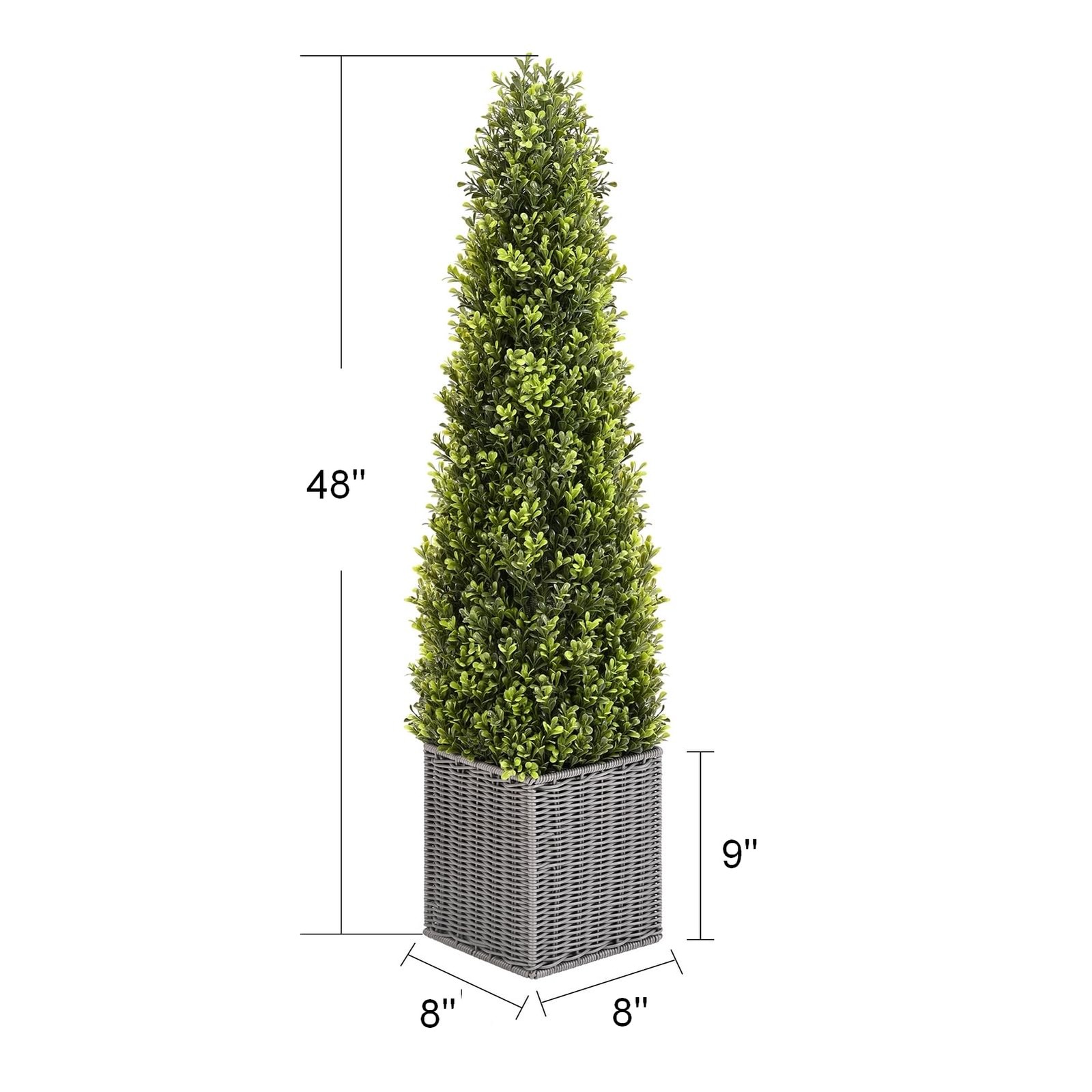 48 Inch Artificial Boxwood Topiary Tree 2 Pack, Two 4FT Potted Boxwood Tree C…
