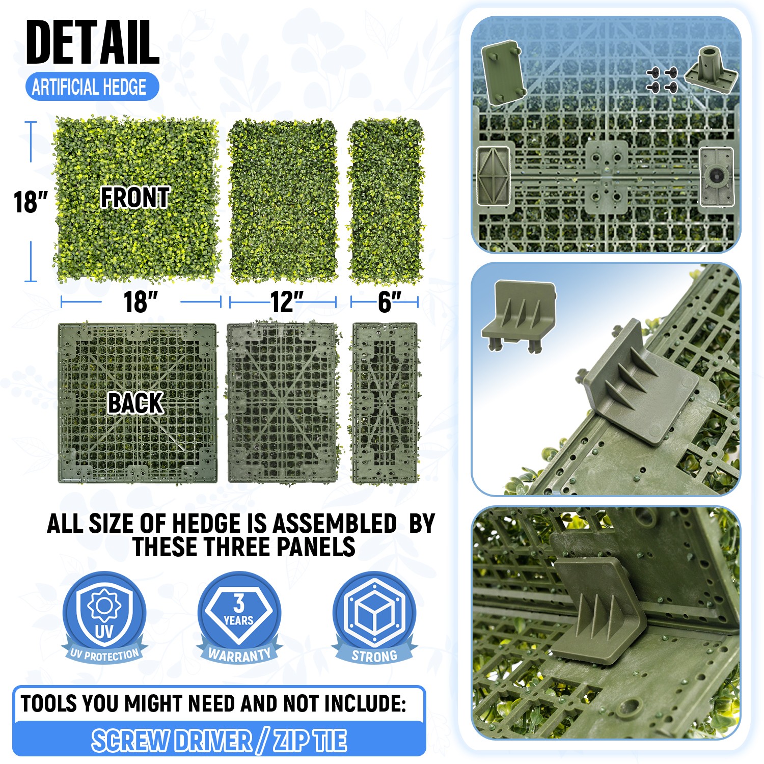 Artificial Boxwood Hedge Wall Fake Grass Fence Panel Home Garden Decoration