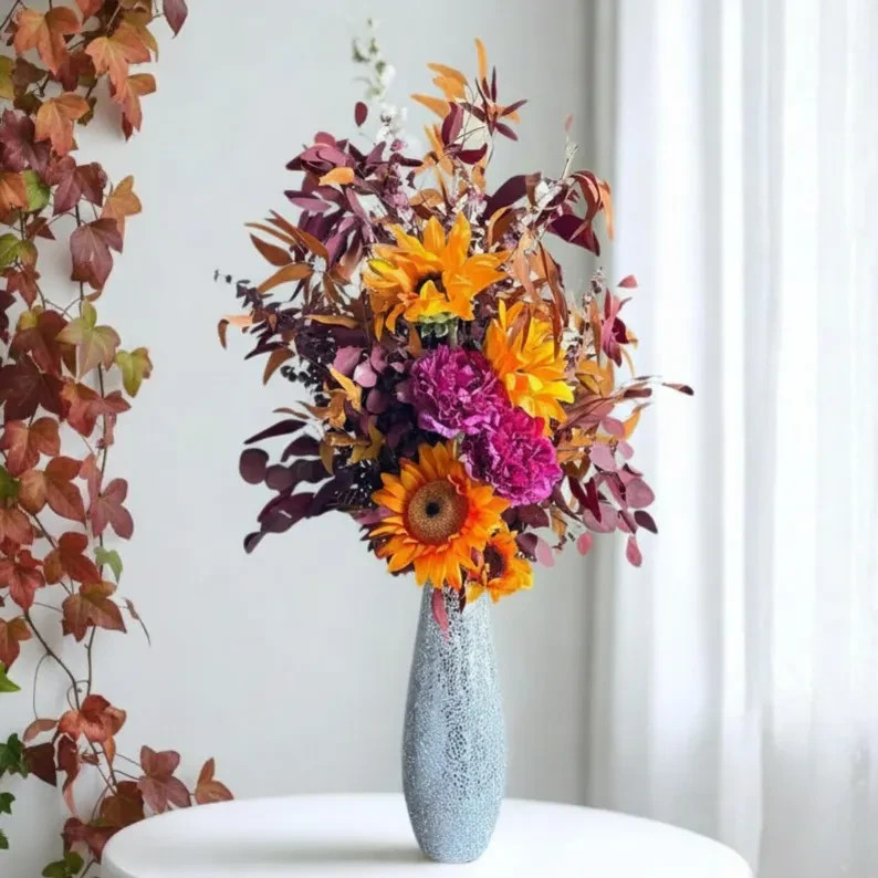 Large Sunflower Floral Arrangement: Fall Home Decor, Wedding Table Centerpiece