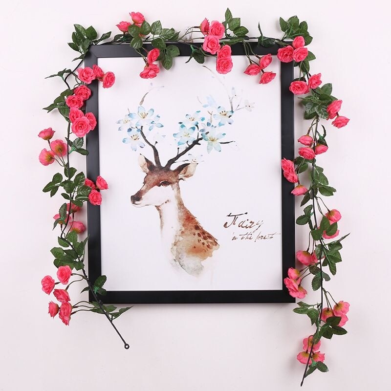 6Ft artificial flower vine wedding wreath with 69 rose vines, party decoration