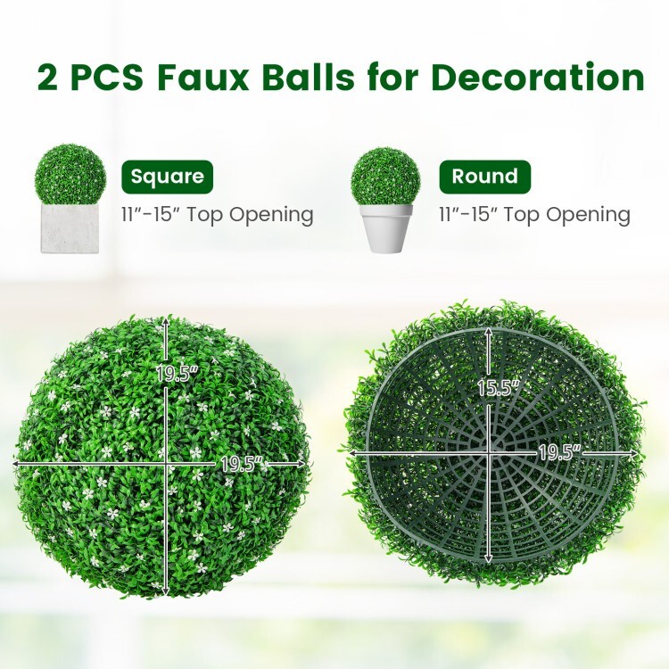 Topiary Ball Artificial Hanging Ball 2 Pack Faux Boxwood Plant Garden Home Decor