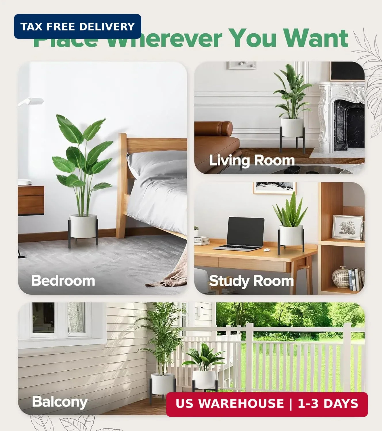 Plant Stand Indoor Adjustable 2 Pack, Metal Modern Indoor Plant Stand, Heavy Dut