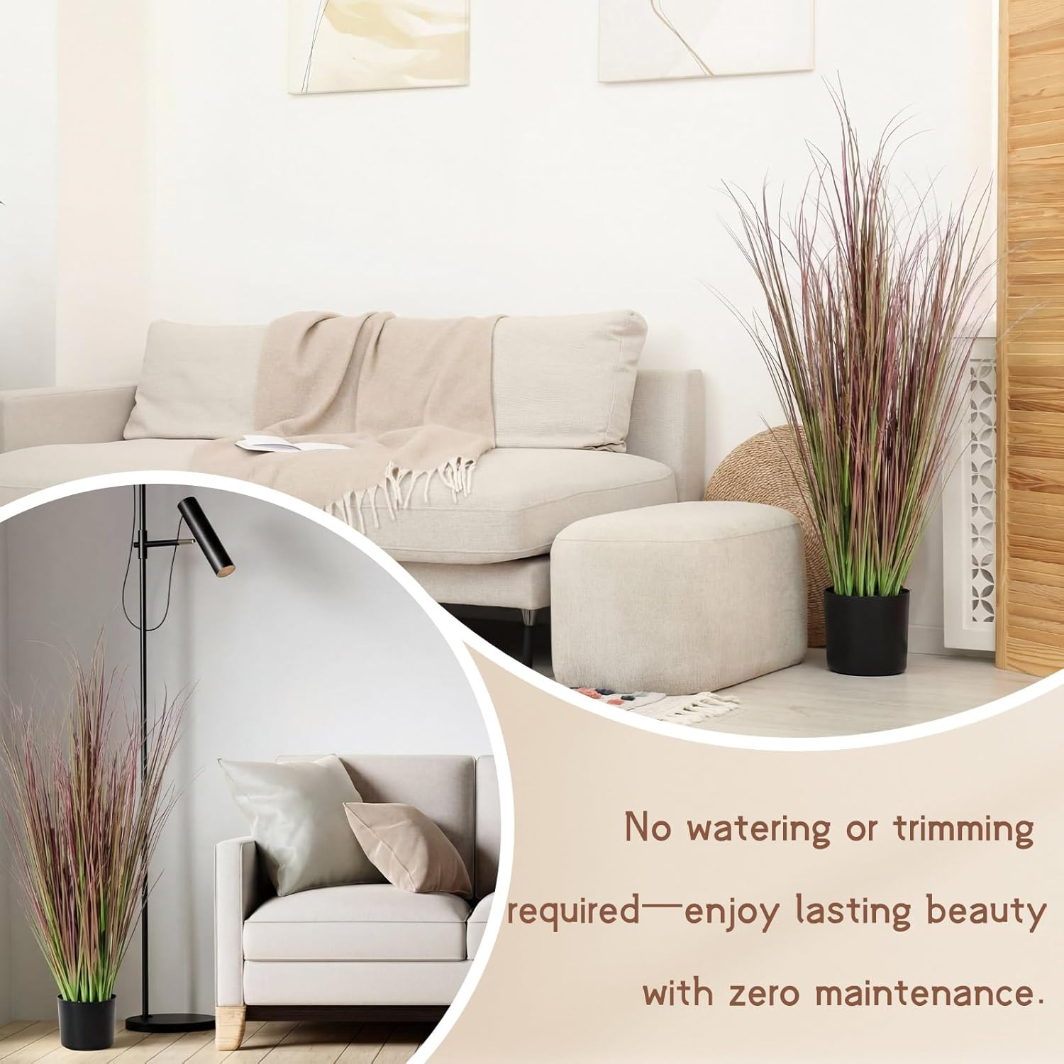 Tall Artificial Pampas Grass in Pot – 2 Pieces for Indoor/Outdoor Decor