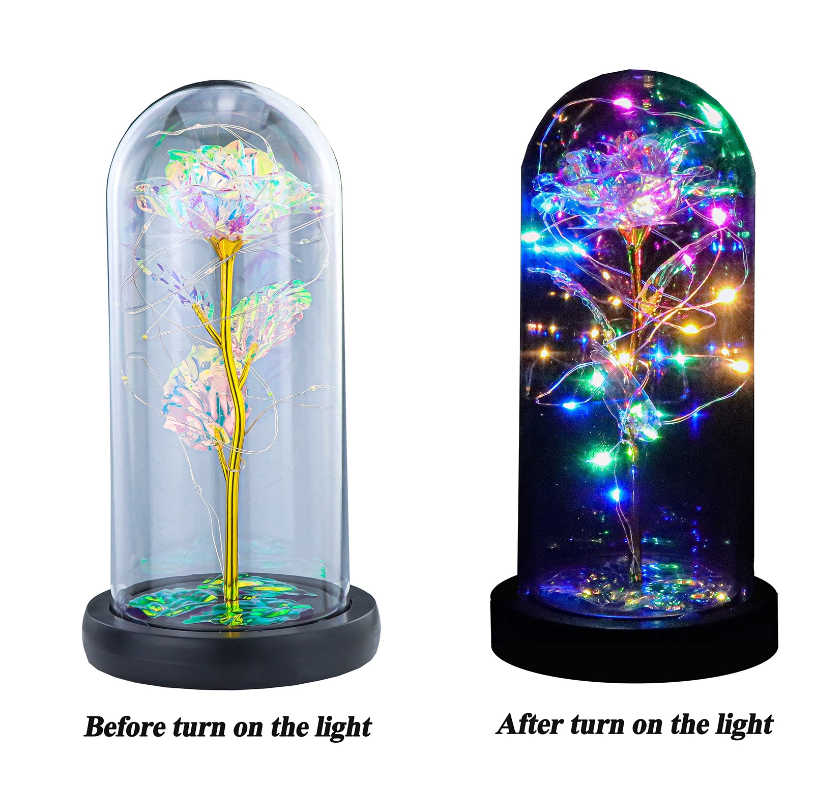 Galaxy Artificial Rose, Forever Enchanted Flowers with Colorful LED Light in
